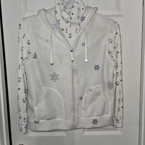 Blue Snowflake Design On Hoodie Vest With Turtleneck Size Mediums